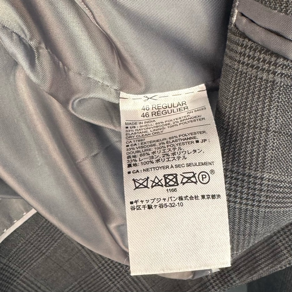 Banana Republic Men 46 Regular Gray Glen Plaid Slim Fit Sport Coat Blazer Jacket - Picture 6 of 11